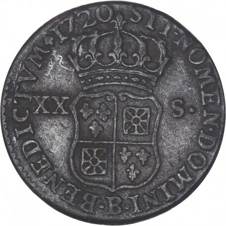 Louis XV - 1/6ème d'écu ou XX sols  1720 Rouen