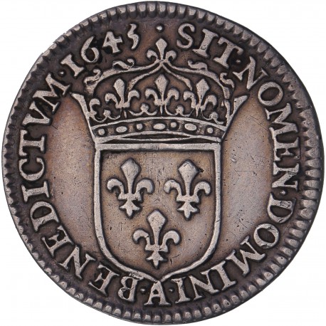Louis XIV - 1/12 d'écu à la mèche courte  - 1645 A