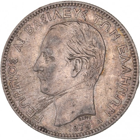 Grèce - 5 drachmes Georges Ier  1875 A