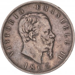 Italie - 5 lires Victor Emmanuel II  - 1865 Naples