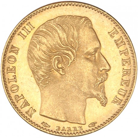 5 Francs Napoléon III 1854 A - Petit Module tranche lisse.