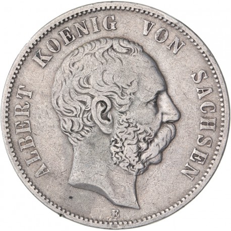 Allemagne - Saxe - 5 mark 1875 E