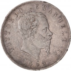Italie - 5 lires Victor Emmanuel II  - 1864 Naples