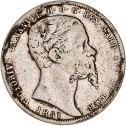 Italie - Sardaigne - 5 lires Victor Emmanuel II  - 1851 Gênes