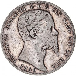 Italie - Sardaigne - 5 lires Victor Emmanuel II  - 1850 Gênes