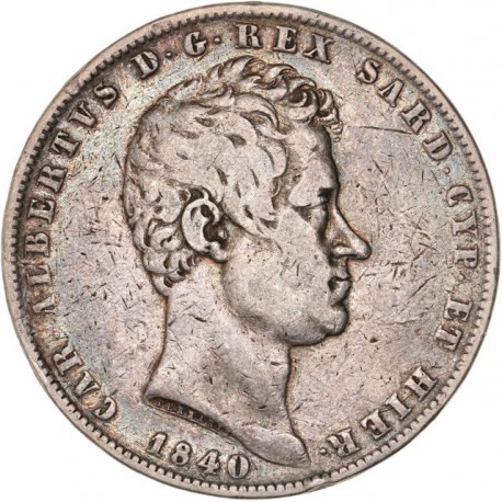 Italie - 5 lires Charles Albert - 1840 Gênes