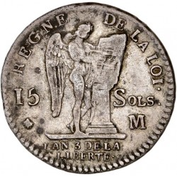 Louis XVI - période constitutionnelle - 15 sols françois 1791 M