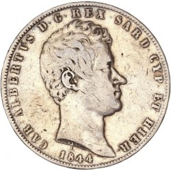 Italie - 5 lires Charles Albert - 1844 Gênes