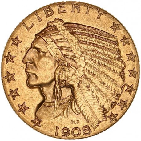 Etats Unis d'Amérique 5 dollars tête d'indien 1908