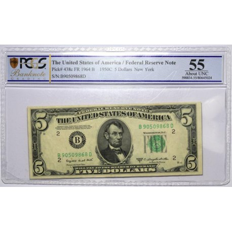 Billet de 5 dollars New York 1950
