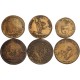 Lot de 6 jetons royaux en cuivre (Louis XIV)