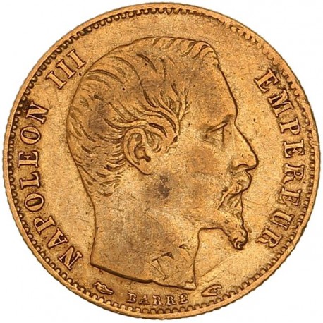 5 Francs Napoléon III 1854 A - Petit Module tranche cannelée