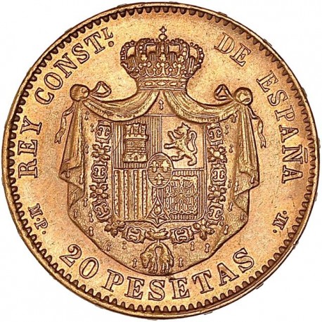Espagne - 20 pestas  Alphonse XIII 1890 (90)