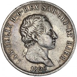 Italie - 5 lires Charles Albert - 1828 Gênes