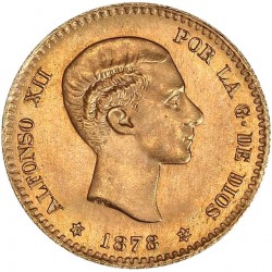 Espagne - 10 pesetas Alfonso XII 1878 (refrappe 1962)