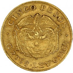 Colombie - Cinco Pesos 1919