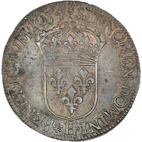 Louis XIV - Demi écu à la mèche longue 1654 H La Rochelle
