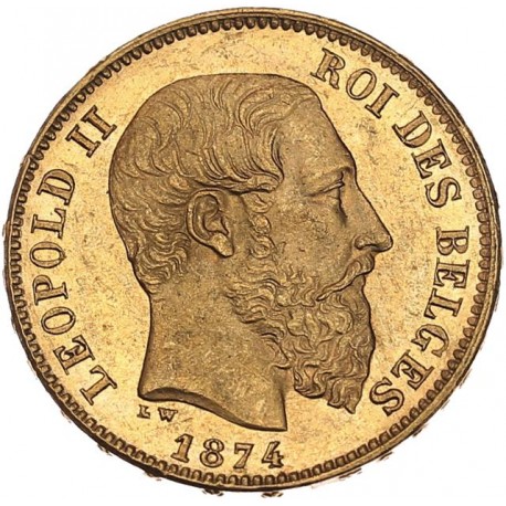 Belgique - 20 francs Léopold II 1874 légende française