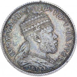 Ethiopie - 1/4 de birr Ménélik II 1887 - AU58