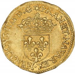 Henri IV - Écu d'or au soleil 1er type 1608 B Rouen