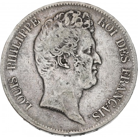 5 francs Louis Philippe Ier sans le I (Tranche en creux) 1830 W