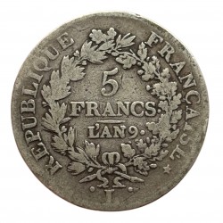 5 francs Union et Force (union serré) an 9 L Bayonne