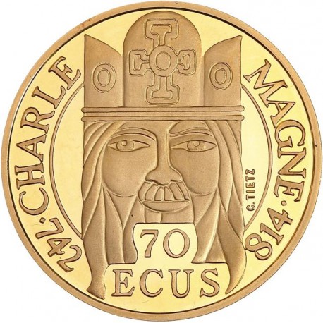 500 francs or  belle épreuve "Charlemagne" 1990