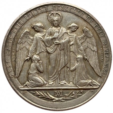 Grande médaille religieuse en argent XIXème siècle (1875)