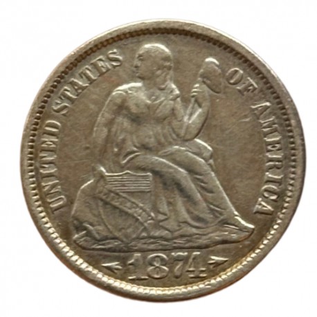 États Unis - 1 Dime Liberty 1874