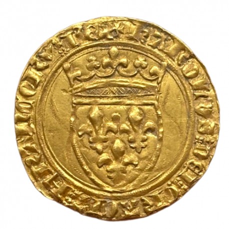 Charles VI Ecu d'or - Saint Pourçain (Point 11ème)