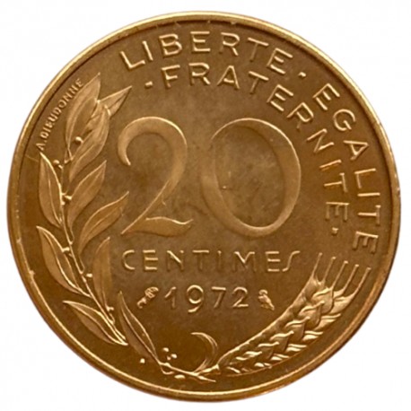 Piéfort OR 20 centimes Lagriffoul 1972 Monnaie de Paris