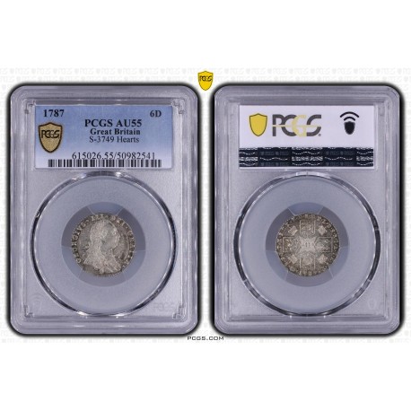 Grande Bretagne - Georges III - 6 pence 1787 (variété coeurs)