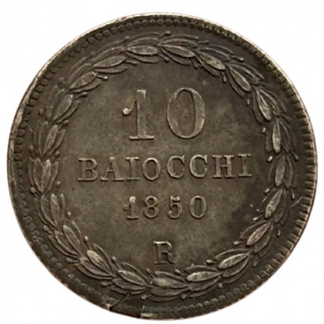 Vatican - 10 baiocchi Pie IX 1850 an IIII