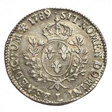 Louis XVI - Ecu aux lauriers 1789 L Bayonne