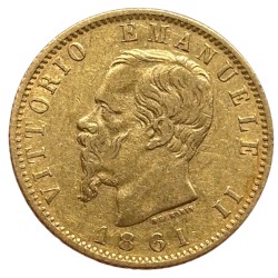 Italie - 20 lire Victor Emmanuel II 1861 Turin (variété T sur F)