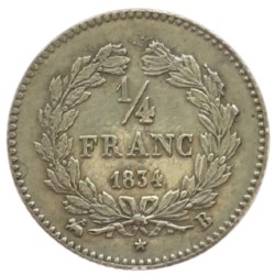 Quart de Franc Louis Philippe Ier 1834 B Rouen