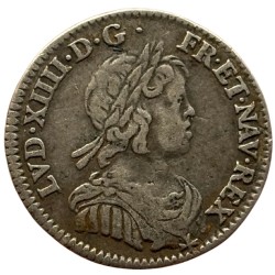 Louis XIV - 1/12 d'écu à la mèche courte  - 1644 A ( variété rose entre deux points)