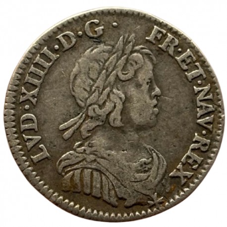 Louis XIV - 1/12 d'écu à la mèche courte  - 1644 A ( variété rose entre deux points)