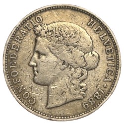 Suisse - 5 francs Helvetia 1889 B Berne