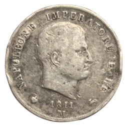 Italie - 5 lires Napoléon Ier 1811 M Milan