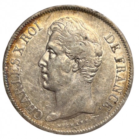5 francs Charles X 1830 A Paris (tranche en creux)