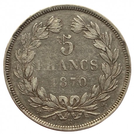 5 francs Cérès 1870 K sans légende