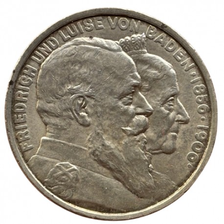 Allemagne - Bade - 5 mark 1906 "Noce d'or Frédéric et  Louise" Karlsruhe